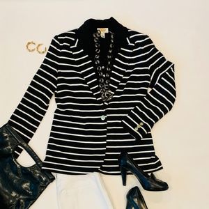 Black and white striped Saks Fifth Avenue Black Label women’s blazer